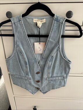 Happily Grey Light Blue Denim Vest - Women's Tailored Sleeveless
